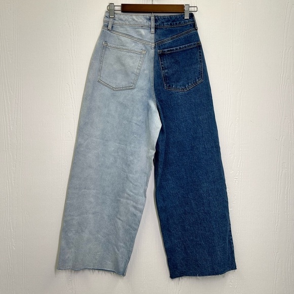 Wild Fable - Two Tone Leg  Fun High Rise Waisted Wide Leg Ankle Jeans Size 2 - Picture 10 of 12
